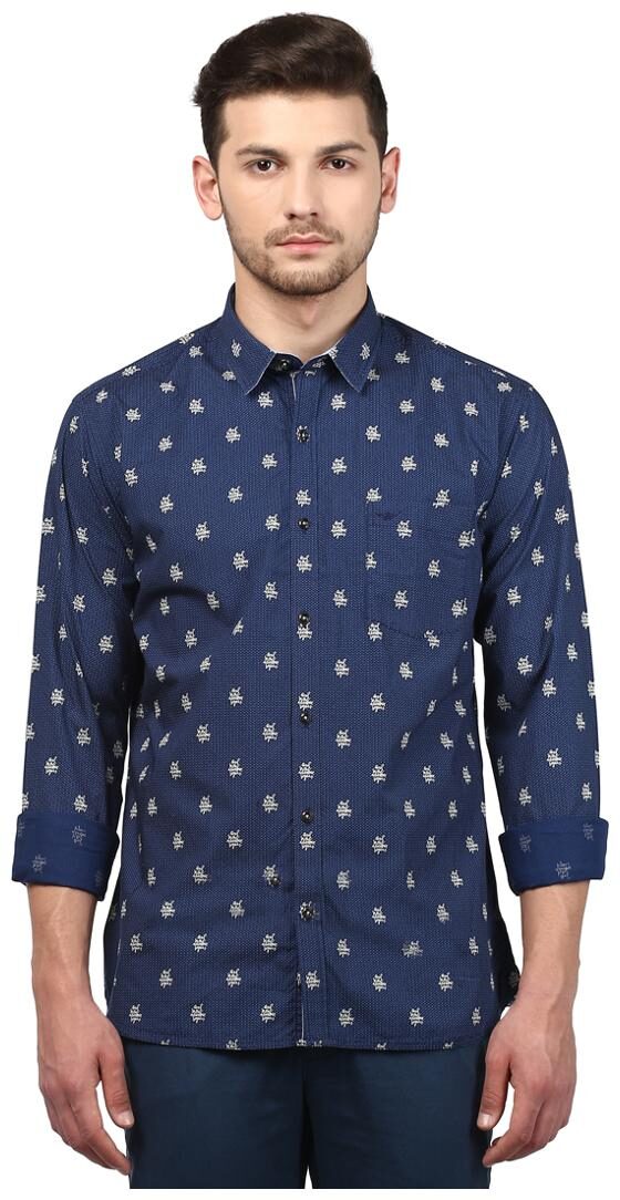 

Park Avenue Men Blue Printed Slim Fit Casual Shirt