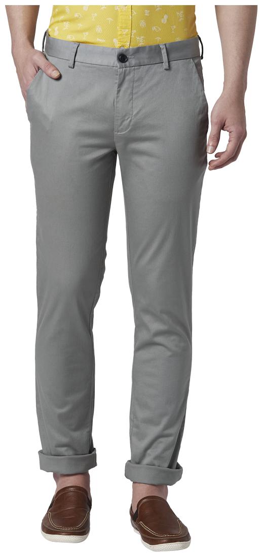

Park Avenue Men Grey Solid Tapered fit Regular trousers