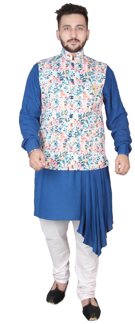 

Partywear Kurta Pajama With Nehru Jackets Set