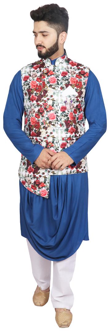 

Partywear Kurta Pant With Nehru Jacket For Men