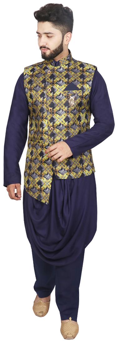 

Partywear Kurta Pant With Nehru Jacket For Men