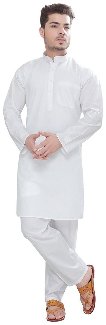 

Partywear Mens summer Kurta And Pent Cut Pajama stylish collar white kurta white pajama One Pockt Cotton fabrics