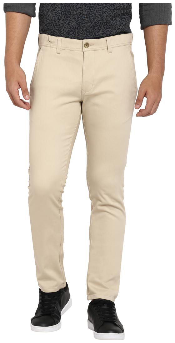

Parx Beige Slim Fit Cotton Blend Casual Trouser