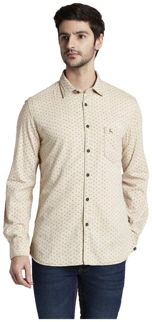 

Parx Men Beige Printed Slim Fit Casual Shirt