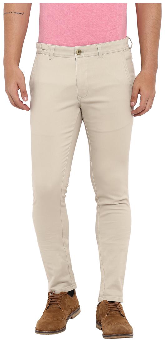 

Parx Men Beige Solid Slim fit Regular trousers