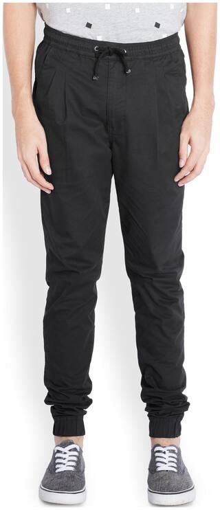 Parx Men Solid Tapered Fit Formal Trouser - Black