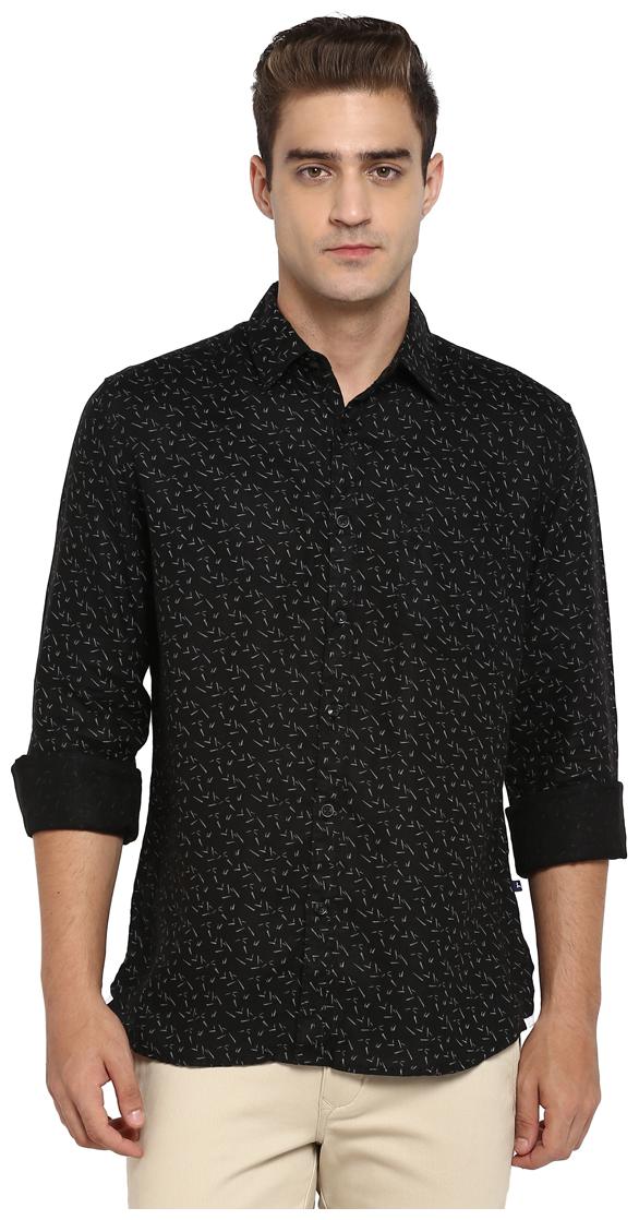

Parx Men Black Printed Slim Fit Casual Shirt