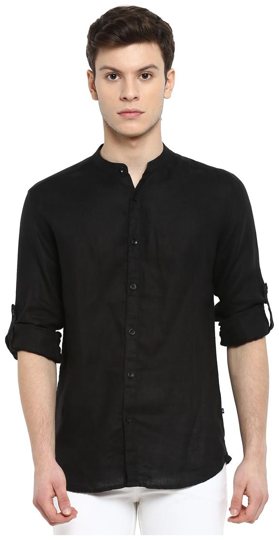 

Parx Men Black Solid Slim Fit Casual Shirt
