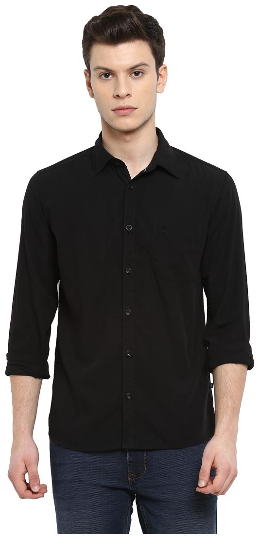 

Parx Men Black Solid Slim Fit Casual Shirt