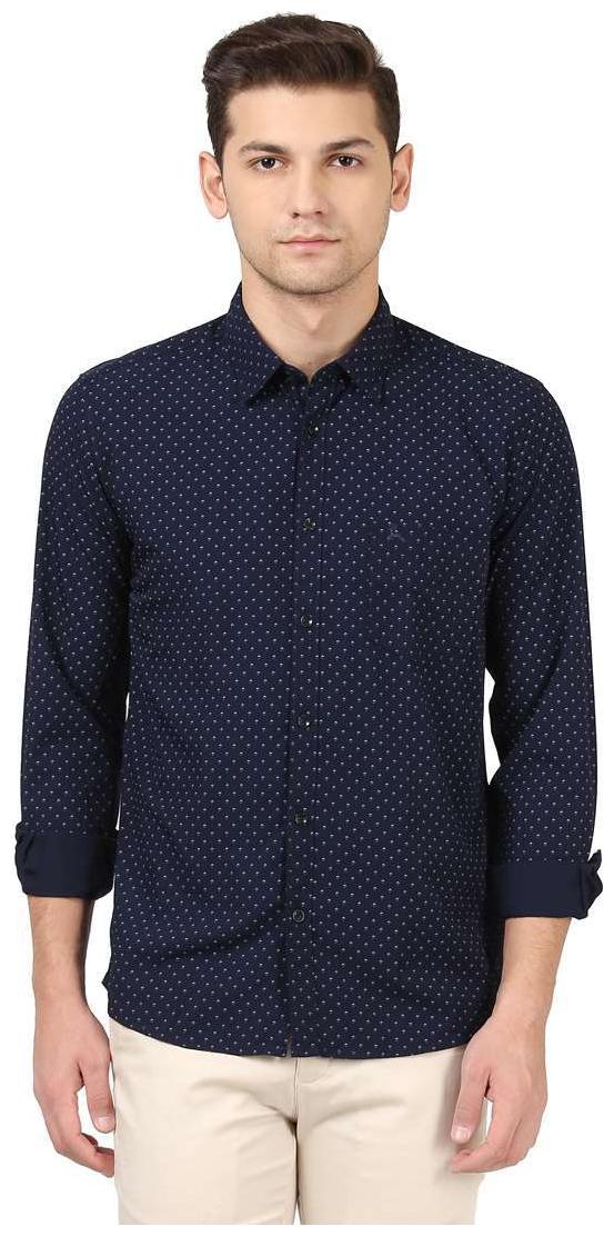 

Parx Men Blue Printed Slim Fit Casual Shirt