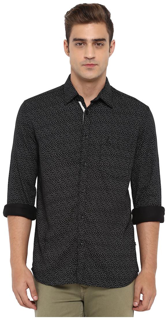 

Parx Men Black Printed Slim Fit Casual Shirt