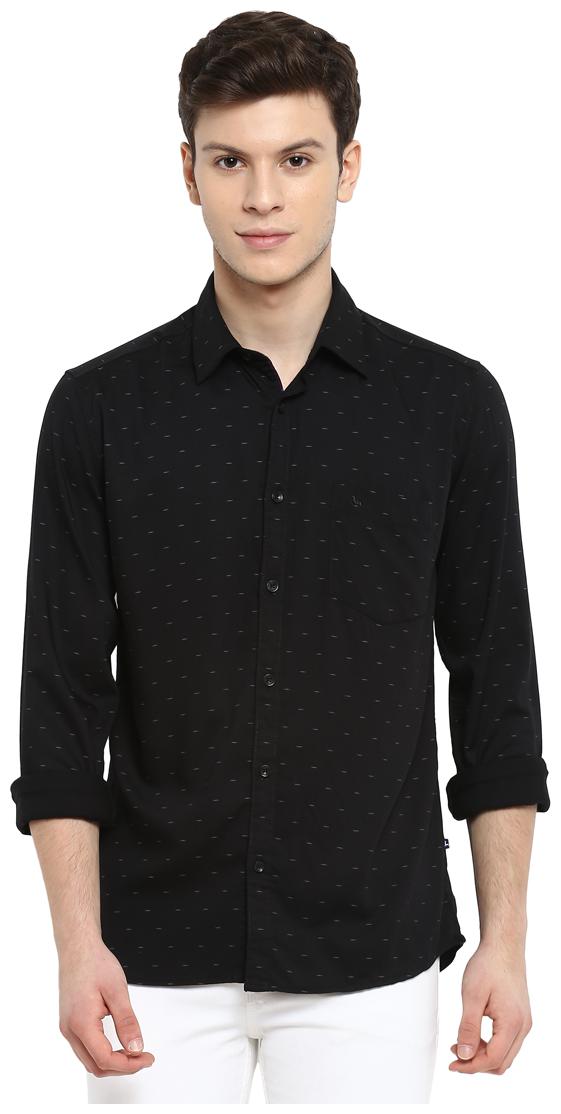 

Parx Men Black Printed Slim Fit Casual Shirt