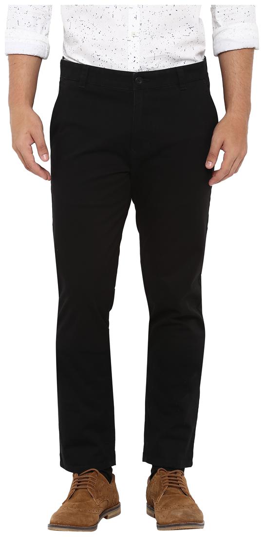 

Parx Men Black Solid Slim fit Regular trousers