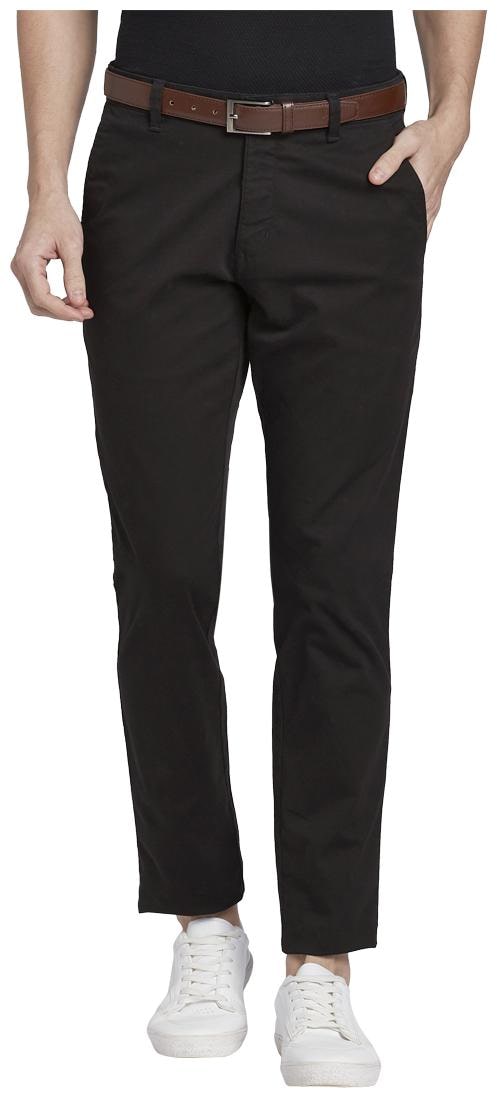 

Parx Men Black Solid Tapered fit Regular trousers