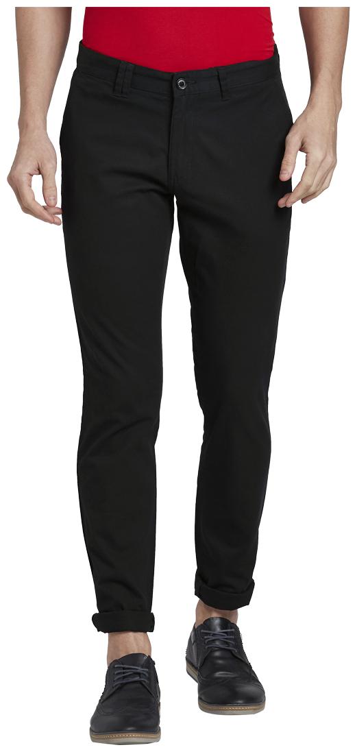 

Parx Men Black Solid Tapered fit Regular trousers