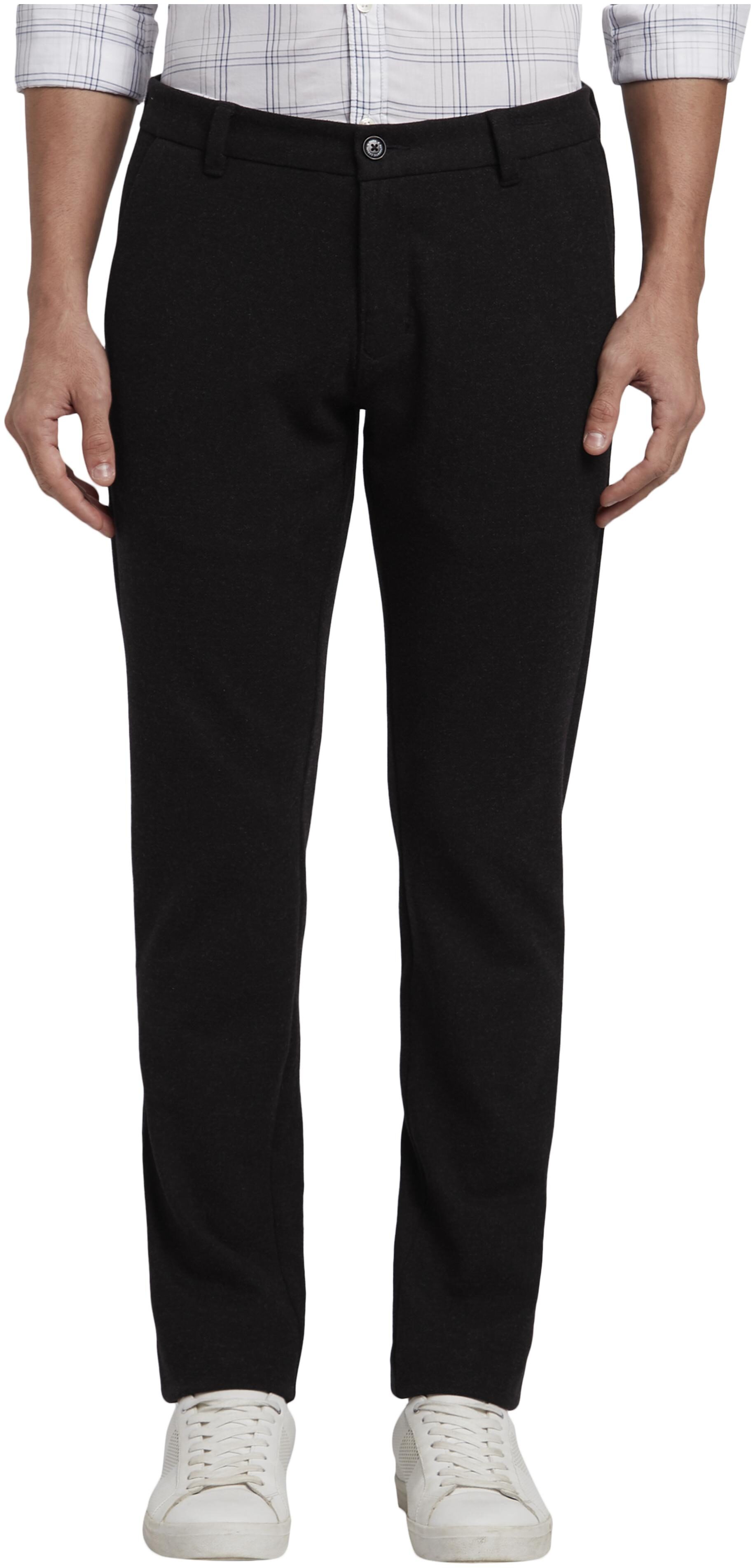 

Parx Men Black Solid Tapered fit Regular trousers