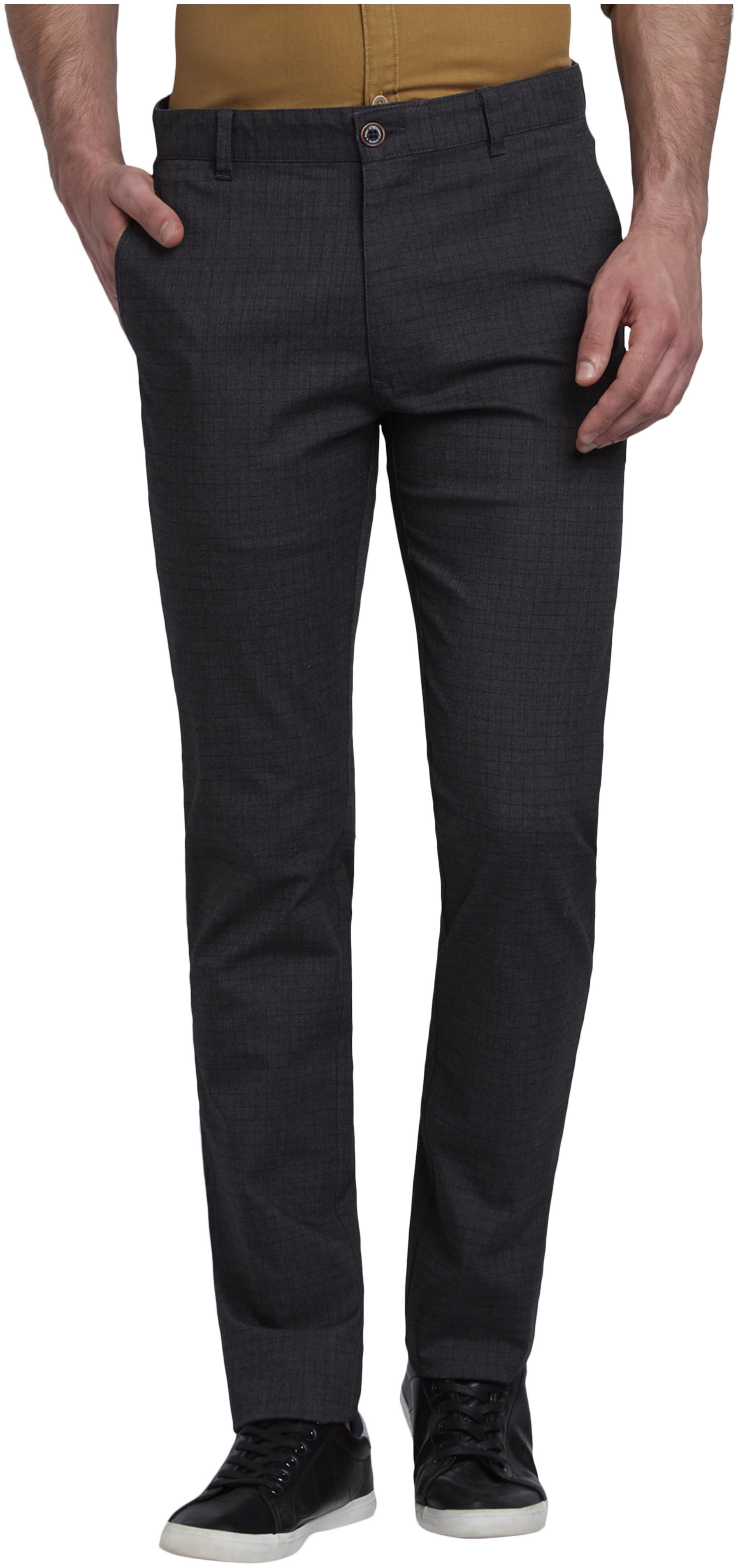

Parx Men Black Checked Slim fit Regular trousers
