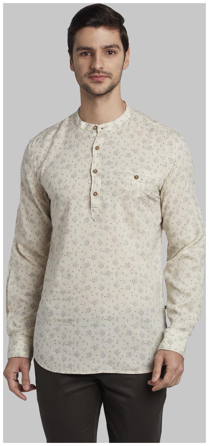 

Parx Men Beige Printed Slim Fit Casual Shirt