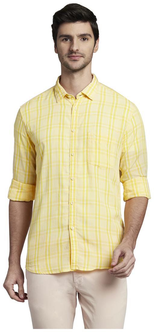 

Parx Men Yellow Checked Slim Fit Casual Shirt