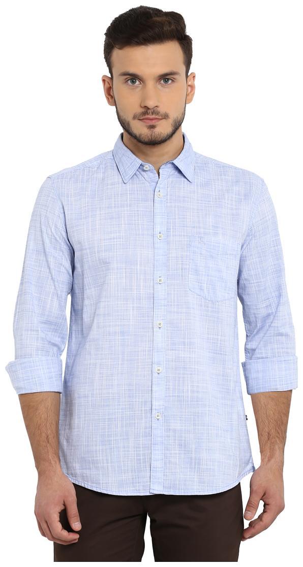

Parx Men Blue Solid Slim Fit Casual Shirt