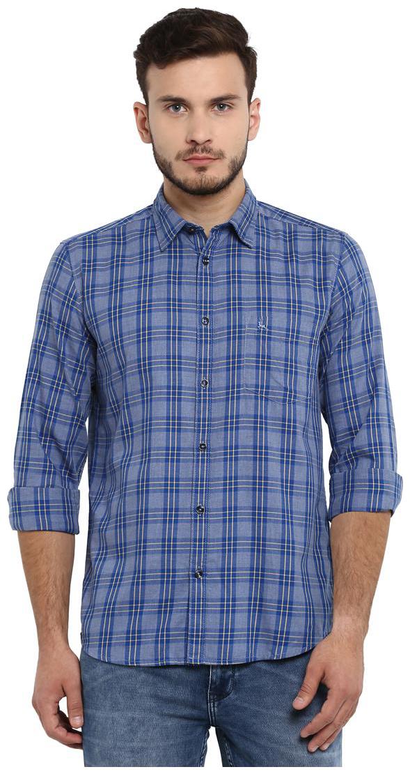 

Parx Men Blue Checked Slim Fit Casual Shirt