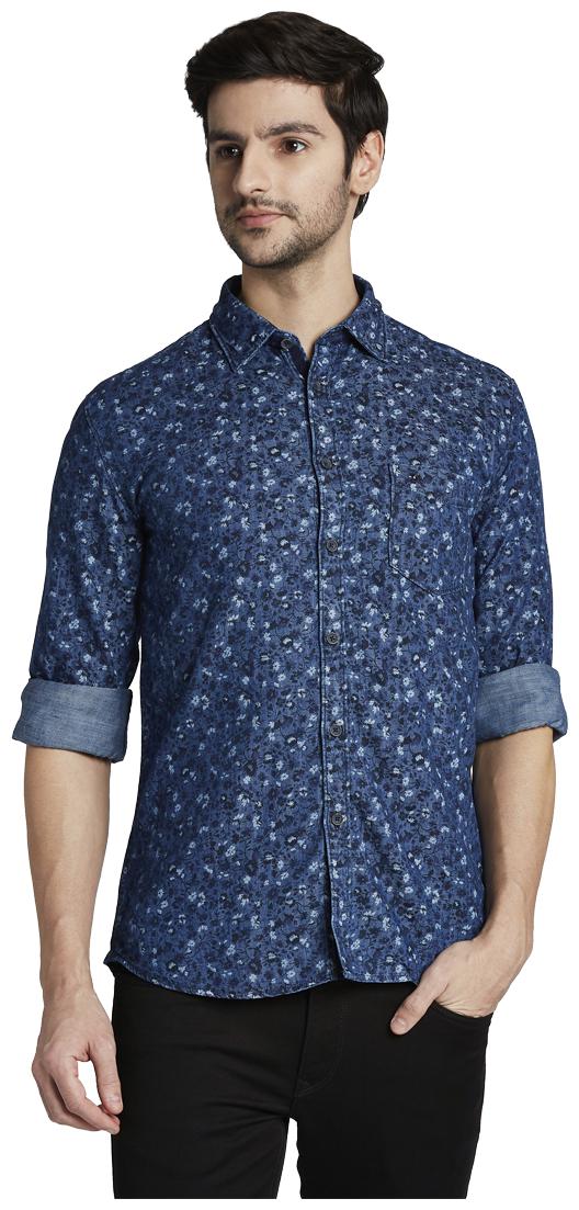 

Parx Men Blue Printed Slim Fit Casual Shirt