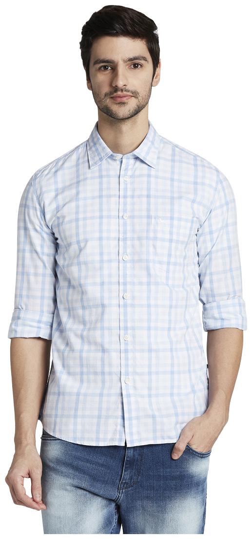 

Parx Men Blue Checked Slim Fit Casual Shirt