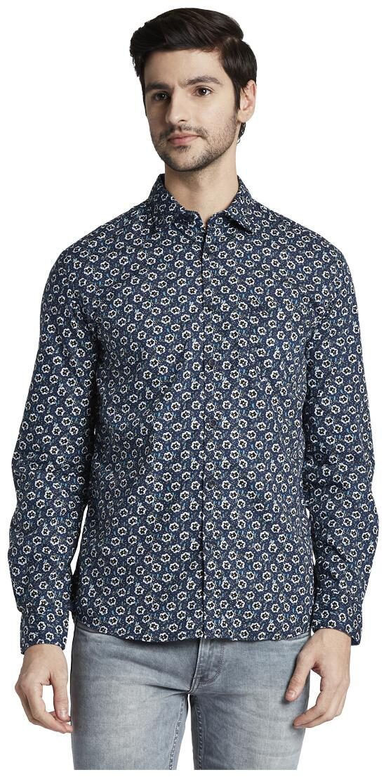 

Parx Men Blue Printed Slim Fit Casual Shirt