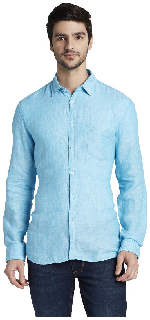 

Parx Men Blue Solid Slim Fit Casual Shirt