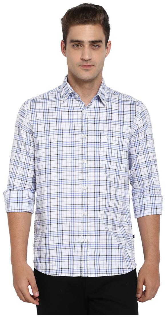 

Parx Men Blue Checked Slim Fit Casual Shirt