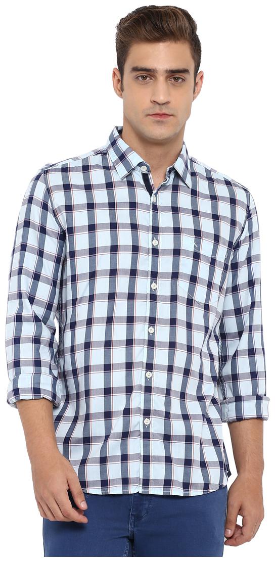 

Parx Men Blue Checked Slim Fit Casual Shirt