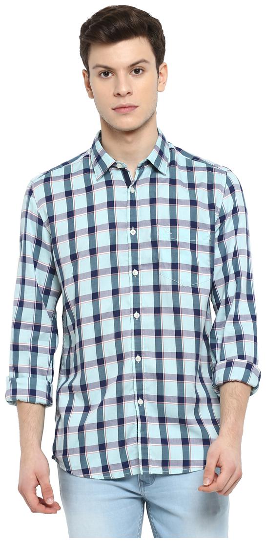 

Parx Men Blue Checked Slim Fit Casual Shirt