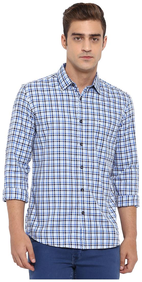 

Parx Men Blue Checked Slim Fit Casual Shirt