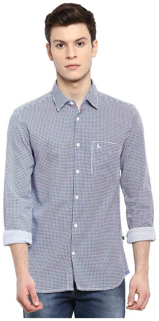 

Parx Men Blue Printed Slim Fit Casual Shirt