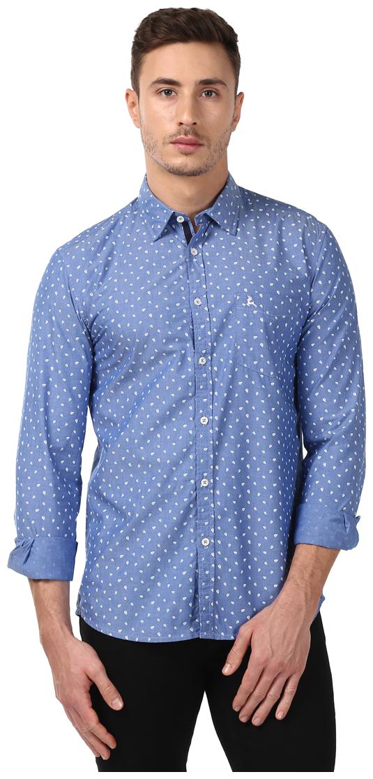 

Parx Men Blue Printed Slim Fit Casual Shirt
