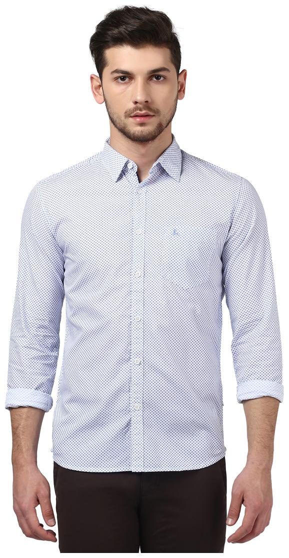 

Parx Men Blue Printed Slim Fit Casual Shirt