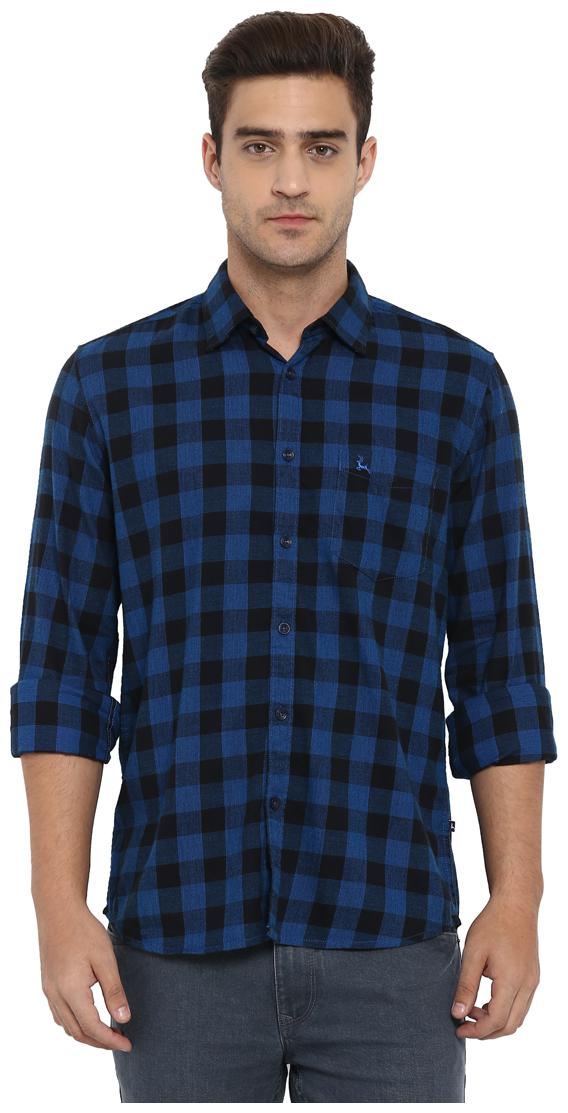 

Parx Men Blue Checked Slim Fit Casual Shirt