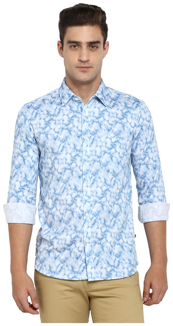 

Parx Men Blue Printed Slim Fit Casual Shirt
