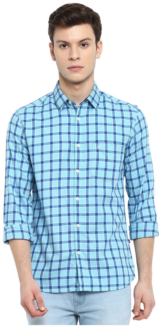 

Parx Men Blue Checked Slim Fit Casual Shirt