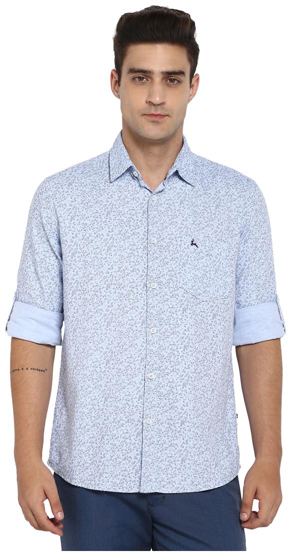

Parx Men Blue Printed Slim Fit Casual Shirt