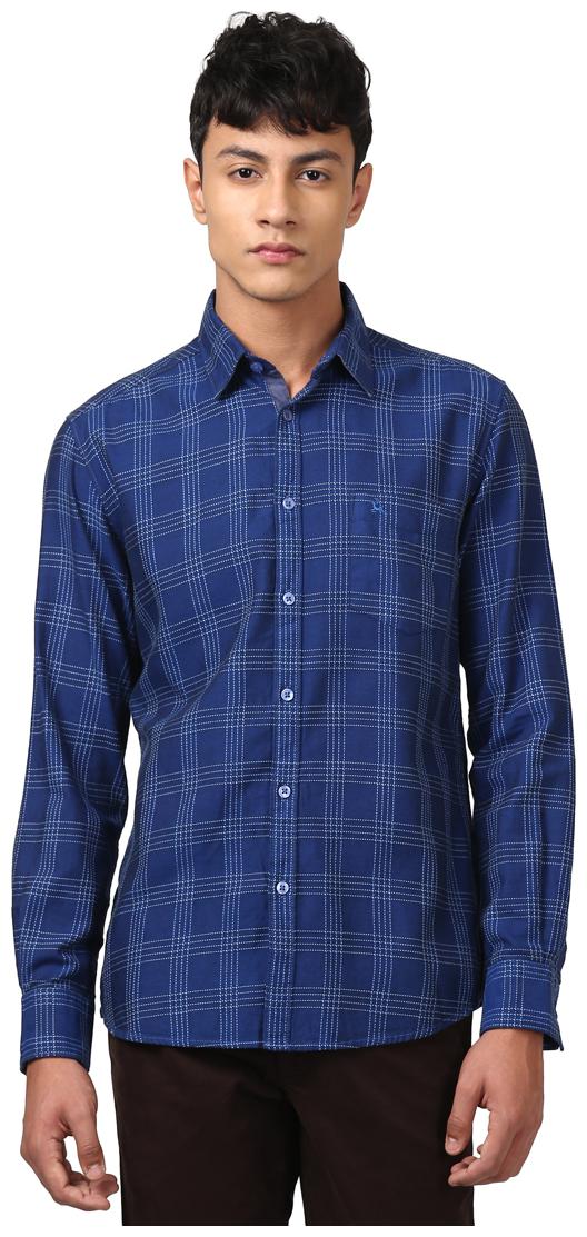 

Parx Men Blue Checked Slim Fit Casual Shirt