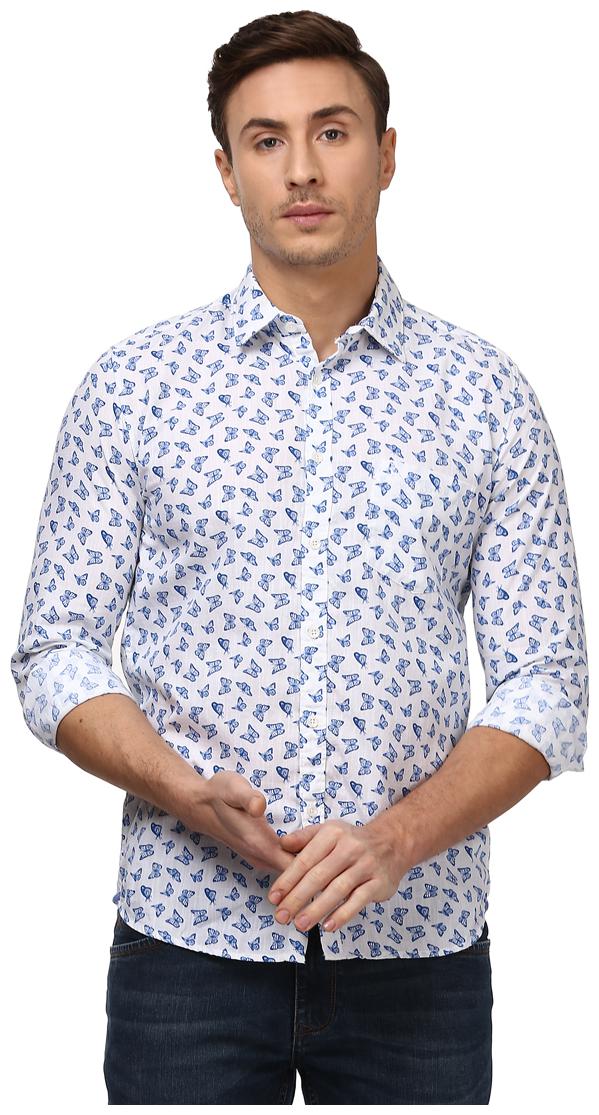 

Parx Men Blue Printed Slim Fit Casual Shirt