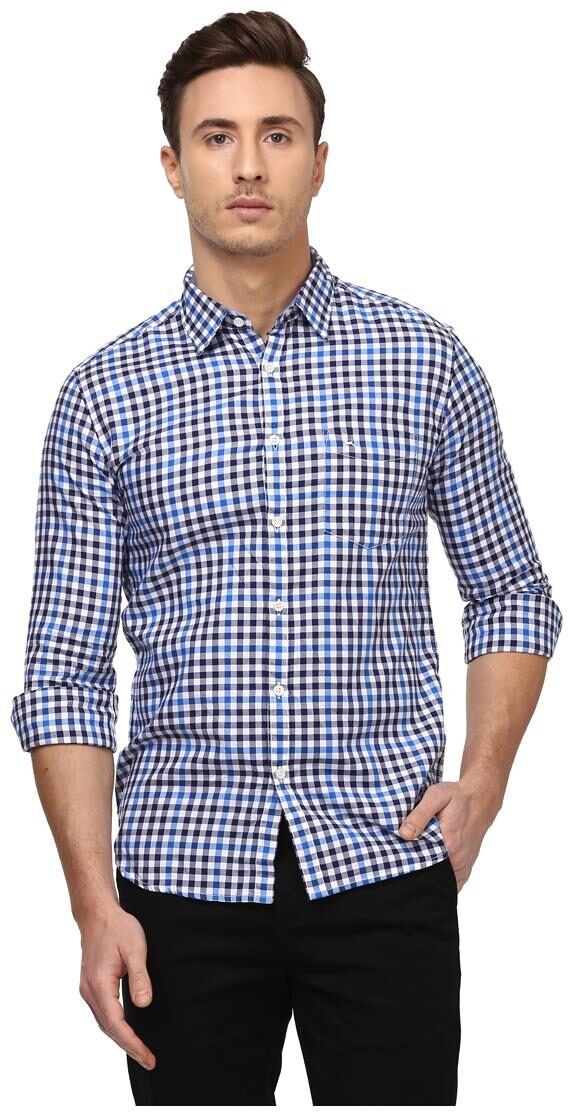 

Parx Men Blue Checked Slim Fit Casual Shirt