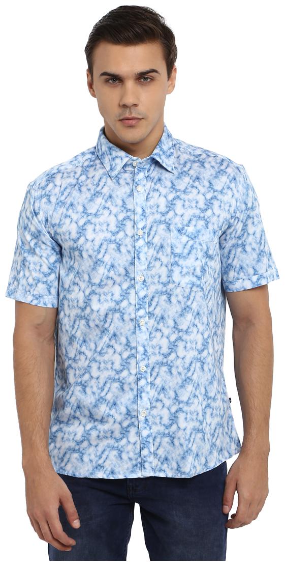 

Parx Men Blue Printed Slim Fit Casual Shirt