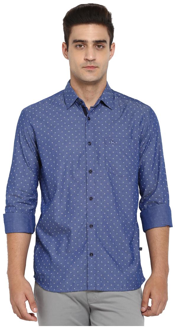 

Parx Men Blue Printed Slim Fit Casual Shirt