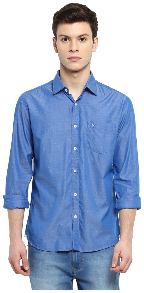 

Parx Men Blue Solid Slim Fit Casual Shirt