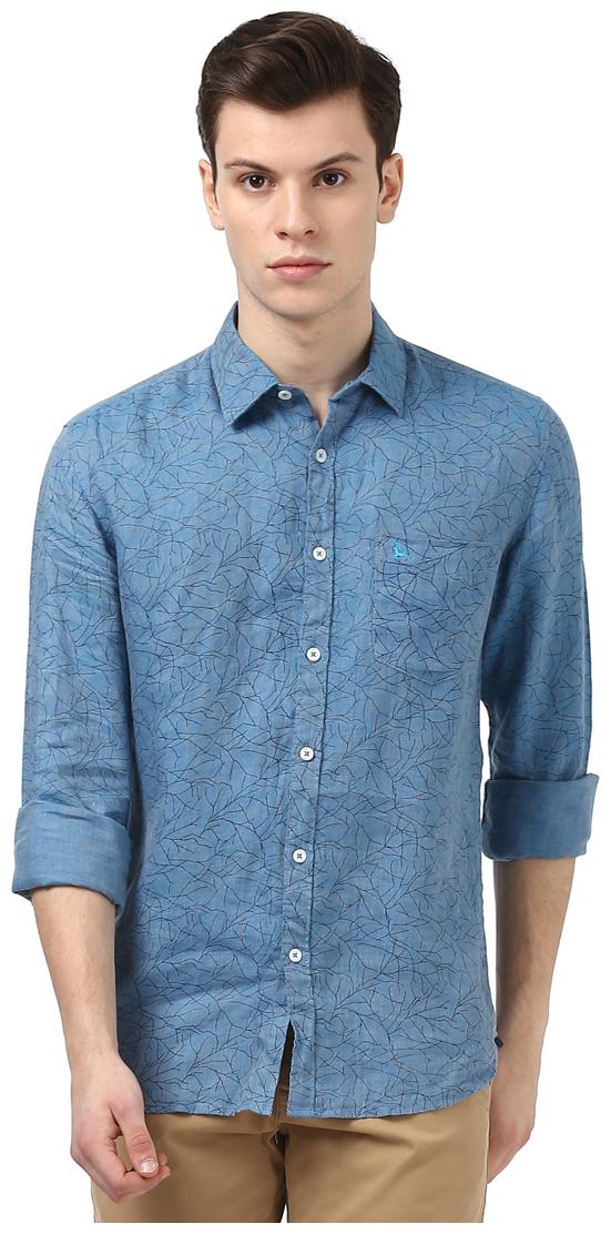 

Parx Men Blue Printed Slim Fit Casual Shirt