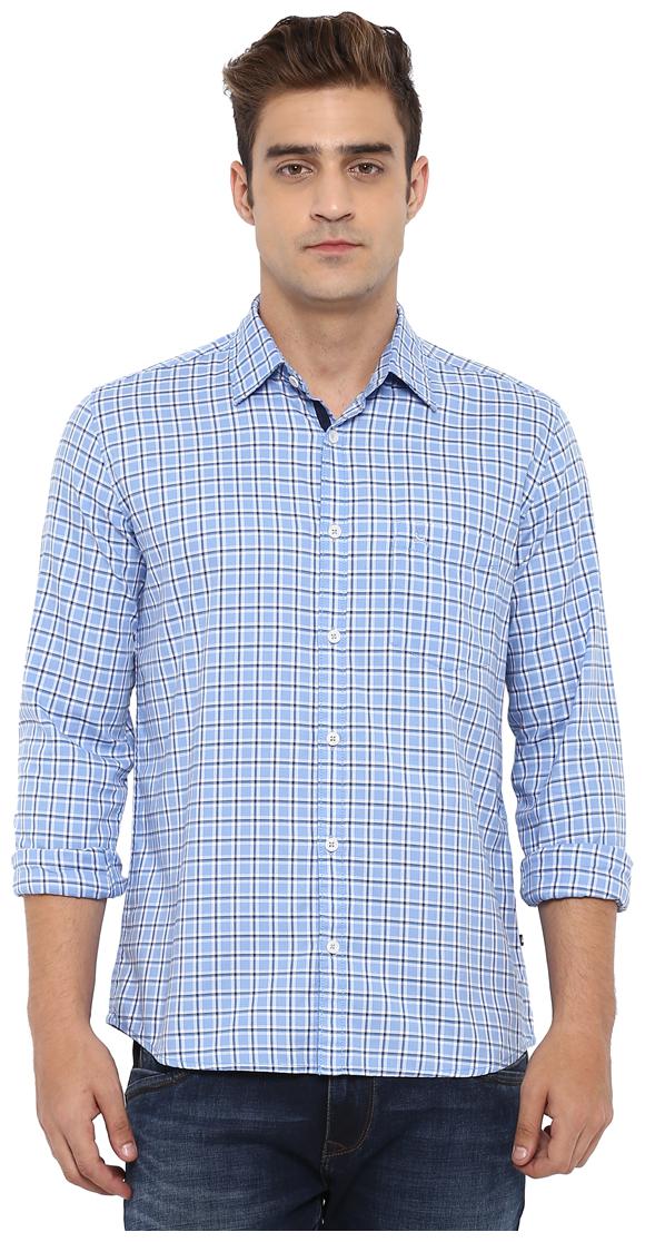 

Parx Men Blue Checked Slim Fit Casual Shirt