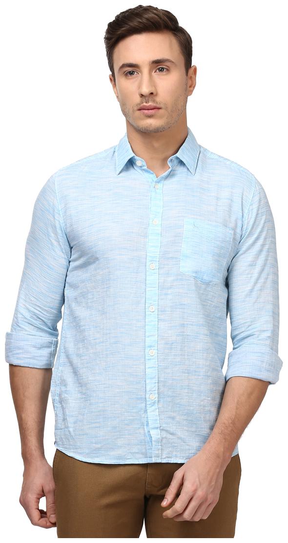 

Parx Men Blue Solid Slim Fit Casual Shirt