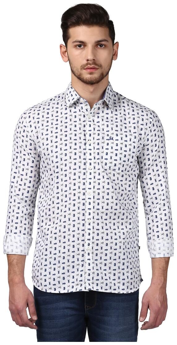 

Parx Men Blue Printed Slim Fit Casual Shirt